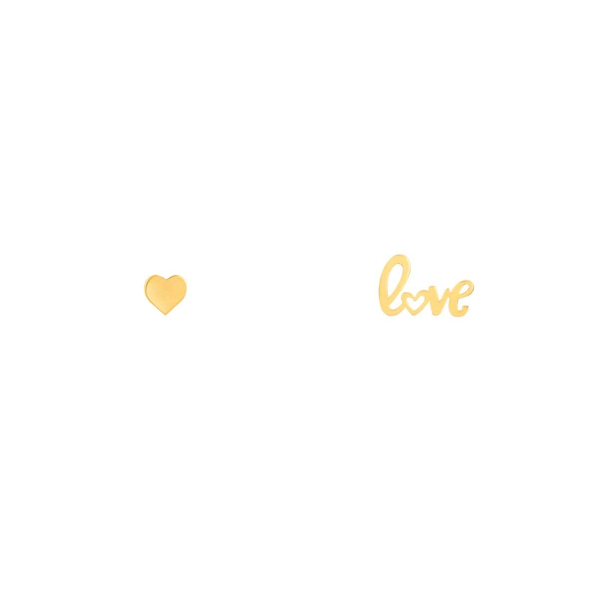 گوشواره میخی طلا 18 عیار مدل Love و قلب گالری پرسته